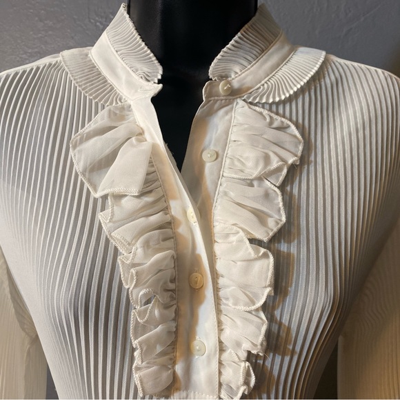 Worthington Sheer off-white Ruffle Blouse - Picture 3 of 16